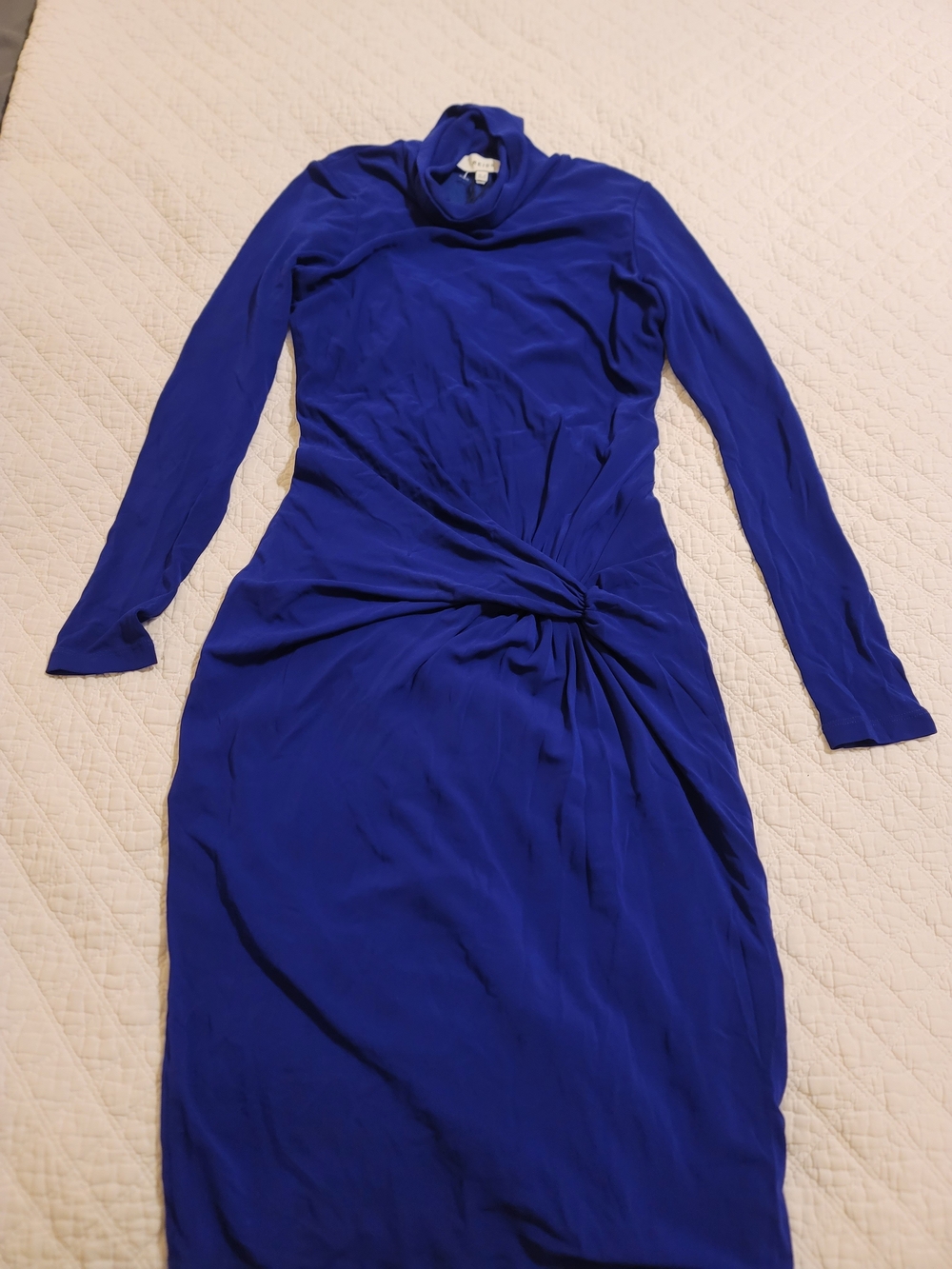 Reiss Royal Blue Long-Sleeve Twist-Detail Midi Dress